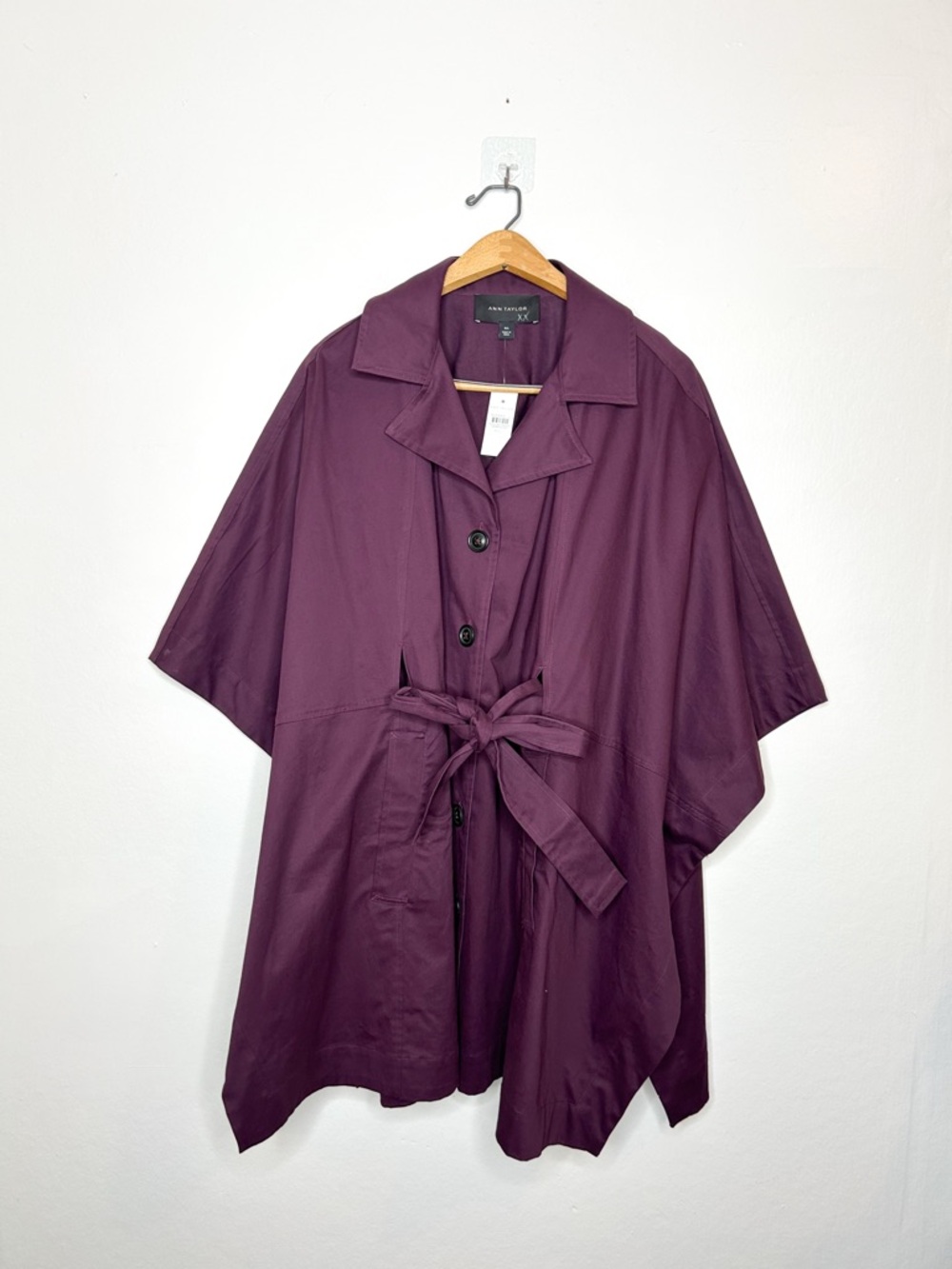 NWT Ann Taylor Womens Contemporary Trench Poncho Jacket Purple M/L - Picture 4 of 9